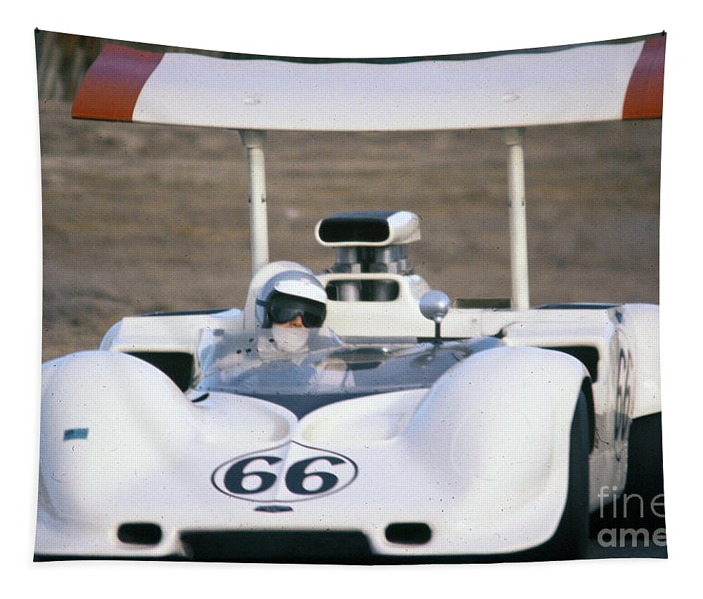 Jim Hall Tapestry featuring the photograph Jim Hall in the Chaparral Closeup by Dave Allen