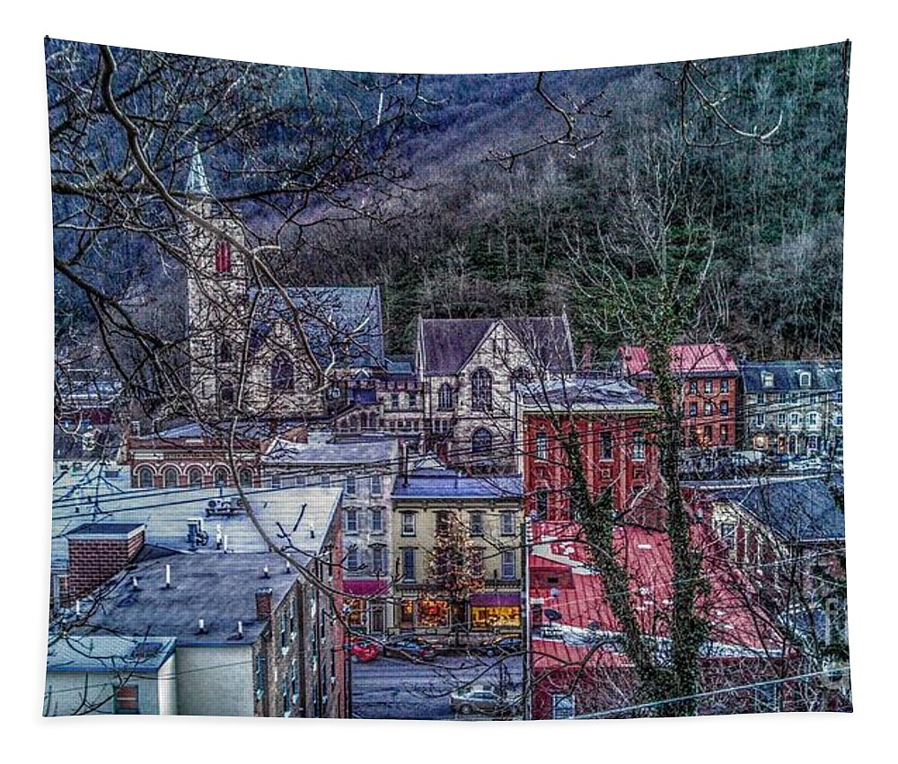 Jim Thorpe Tapestry featuring the photograph Jim Thorpe Pennsylvania in Winter #1 by Christopher Lotito