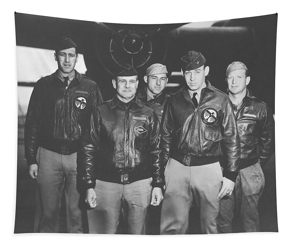 Doolittle Raid Tapestry featuring the photograph Jimmy Doolittle and His Crew by War Is Hell Store