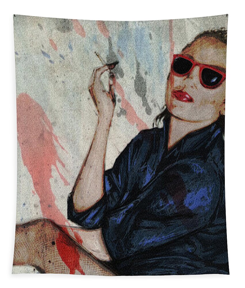 Jennifer Lopez Tapestry featuring the mixed media Jennifer Lopez Takes Five by Mark Tonelli