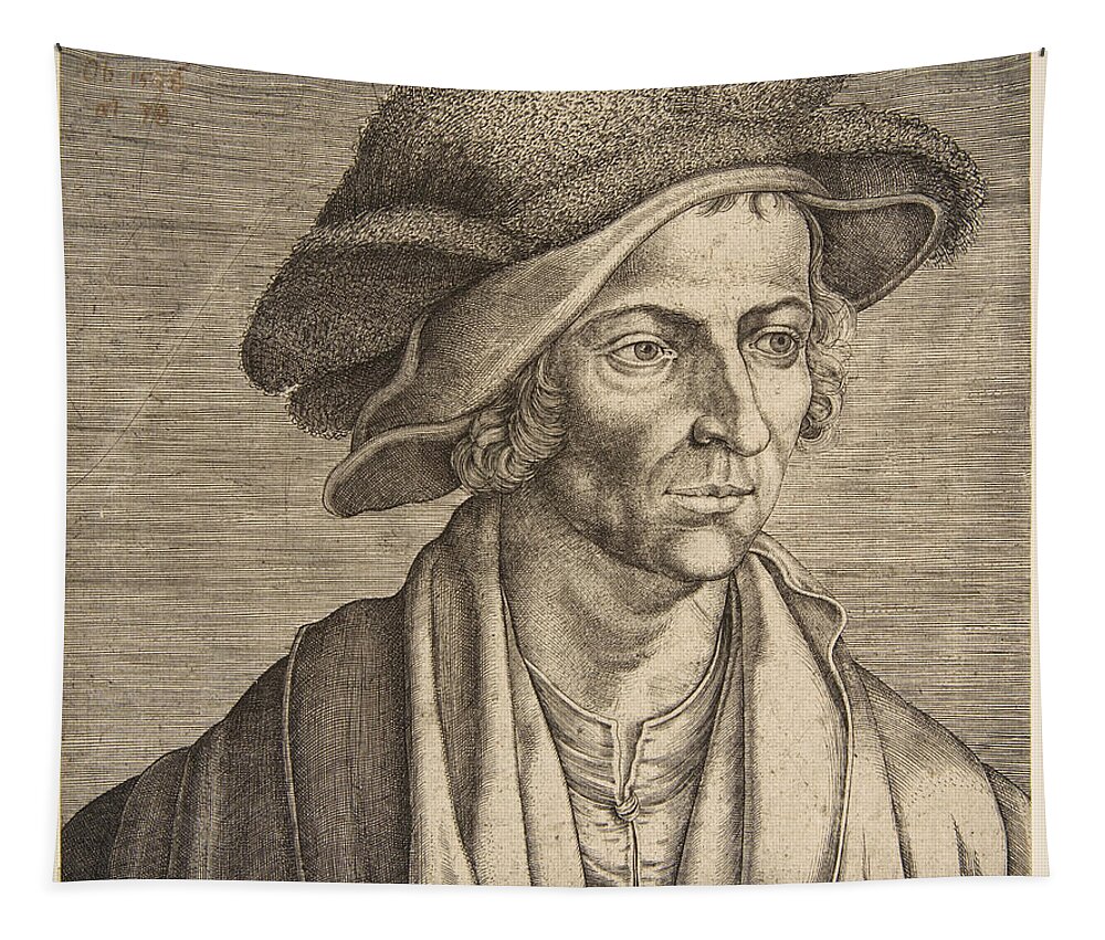 Aegidius Sadeler Tapestry featuring the drawing Joachim Patinir by Aegidius Sadeler