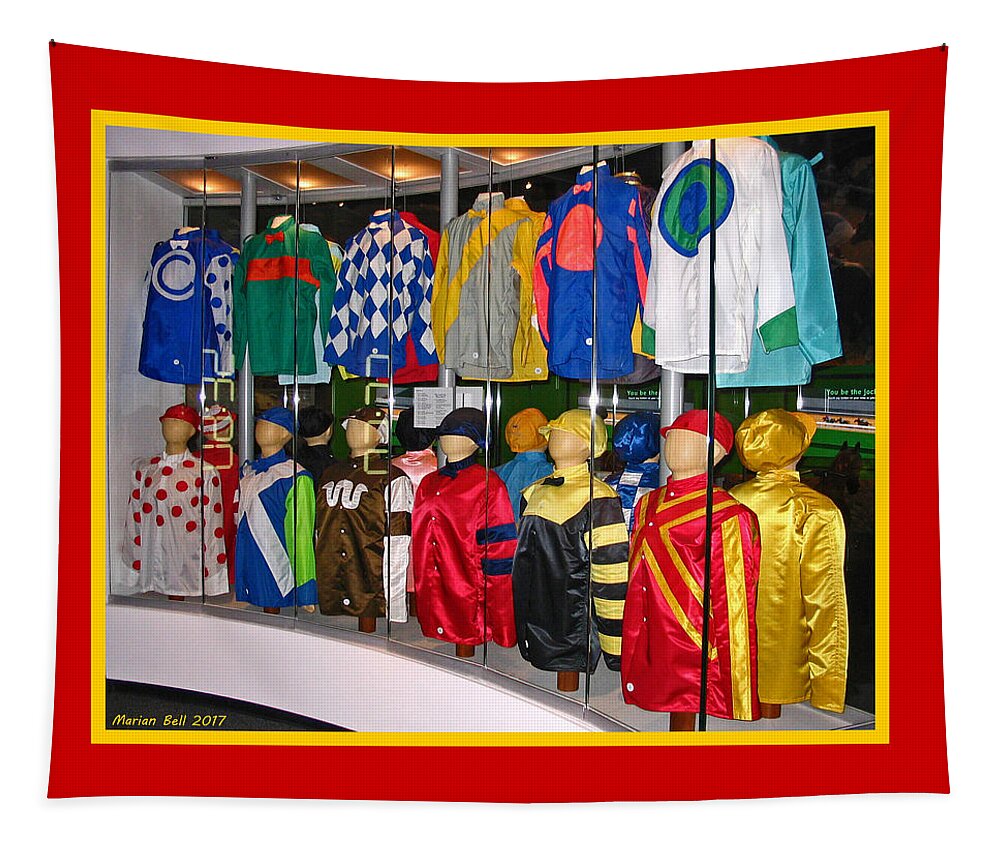 Churchill Downs Tapestry featuring the photograph Jockeys Silks Display in the Kentucky Derby Museum - 2 by Marian Bell