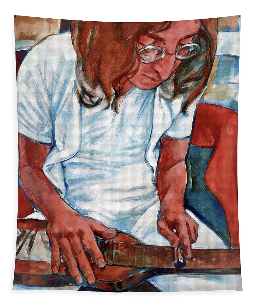 John Lennon Portrait Beatles Music Musician Rock Tapestry featuring the painting John by Scott Waters