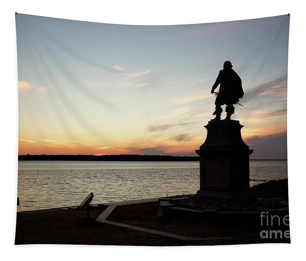 Jamestown Tapestry featuring the photograph John Smith at Jamestown by Rachel Morrison