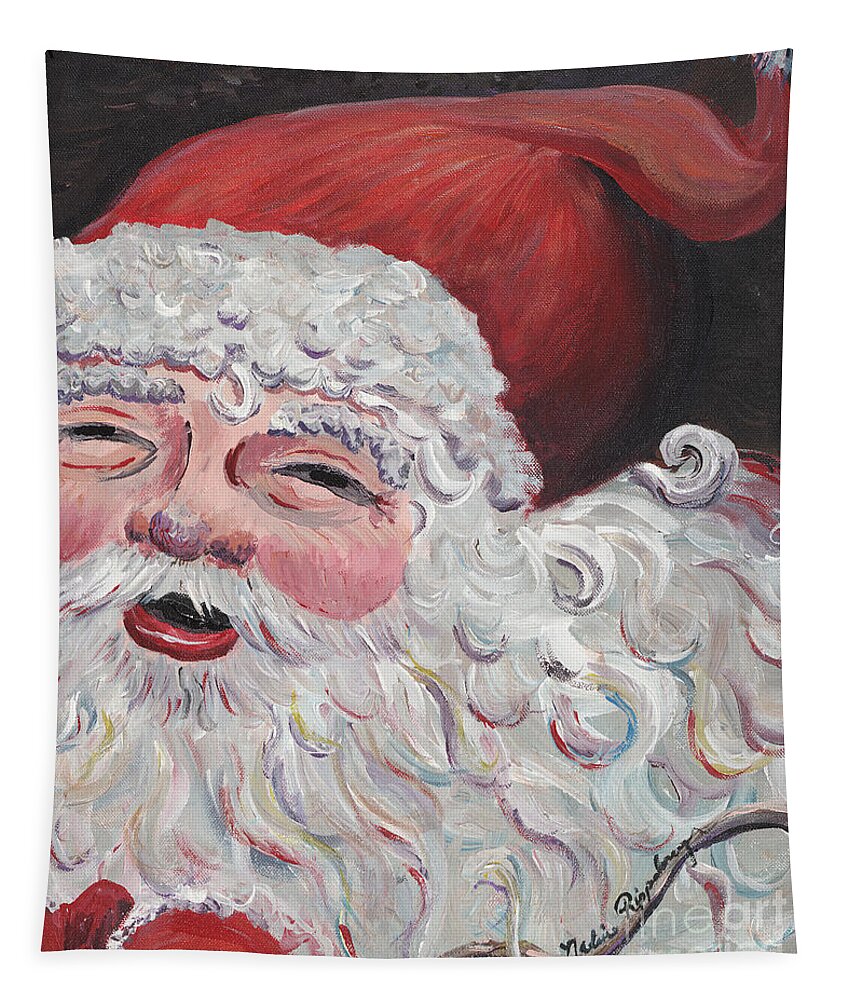 Santa Tapestry featuring the painting Jolly Santa by Nadine Rippelmeyer