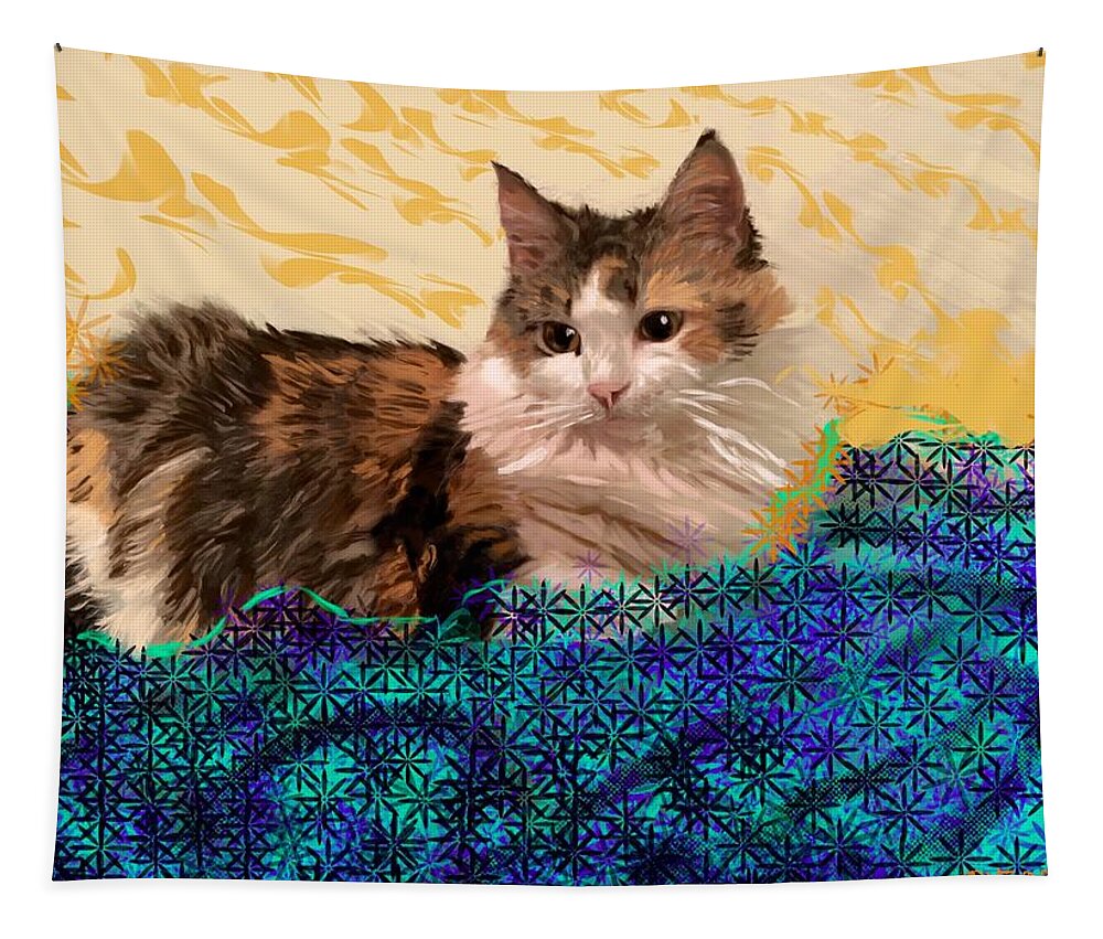 Cat Tapestry featuring the painting Jooniper by Angela Weddle
