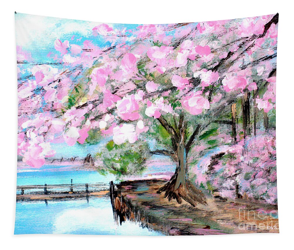 For Sale Tapestry featuring the painting Joy of Spring. for sale Art prints and cards by Oksana Semenchenko