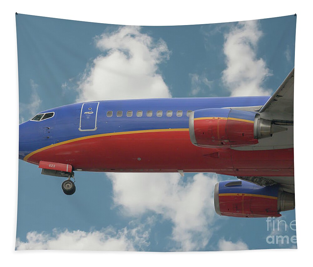 Southwest Tapestry featuring the photograph Jumbo Jet on Final Approach by Dale Powell