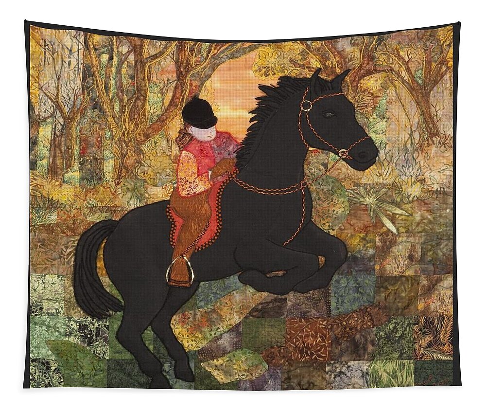 Jumping Horse Tapestry featuring the tapestry - textile Jumping Horse by Carol Bridges