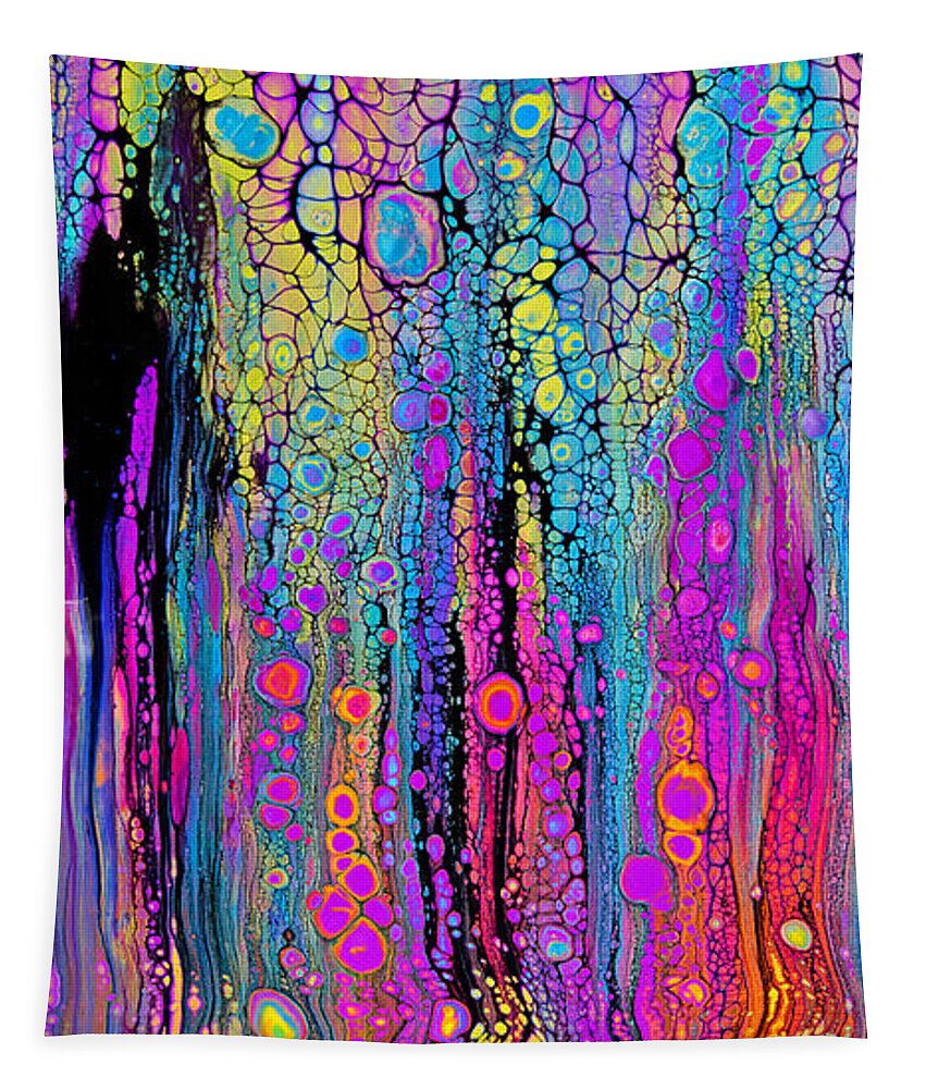 Bright Dramatic Vibrant Colorful Rainbow Dynamic Fun Compelling Lively Charming-pattern Happy-art Tapestry featuring the painting Just Fun #2651 by Priscilla Batzell Expressionist Art Studio Gallery