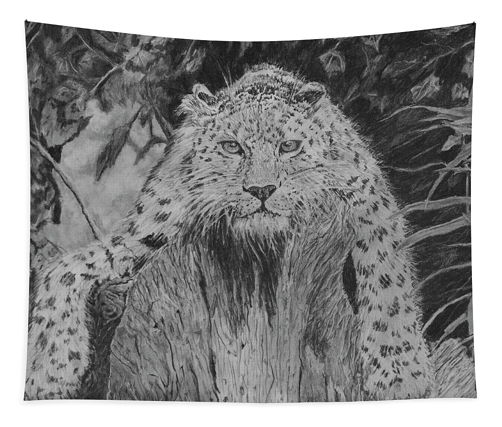 Jaguar Tapestry featuring the drawing Just Hanging Out by Quwatha Valentine