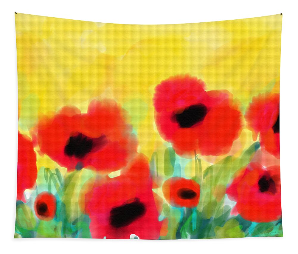 Poppies Tapestry featuring the digital art Just poppies by Cristina Stefan