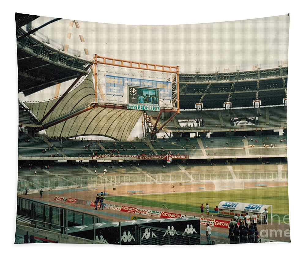  Tapestry featuring the photograph Juventus - Stadio delle Alpi - West Goal Stand - September 1997 by Legendary Football Grounds