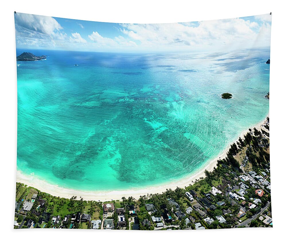 Lanikai Beach Tapestry featuring the photograph Kailua - Lanikai overview by Sean Davey