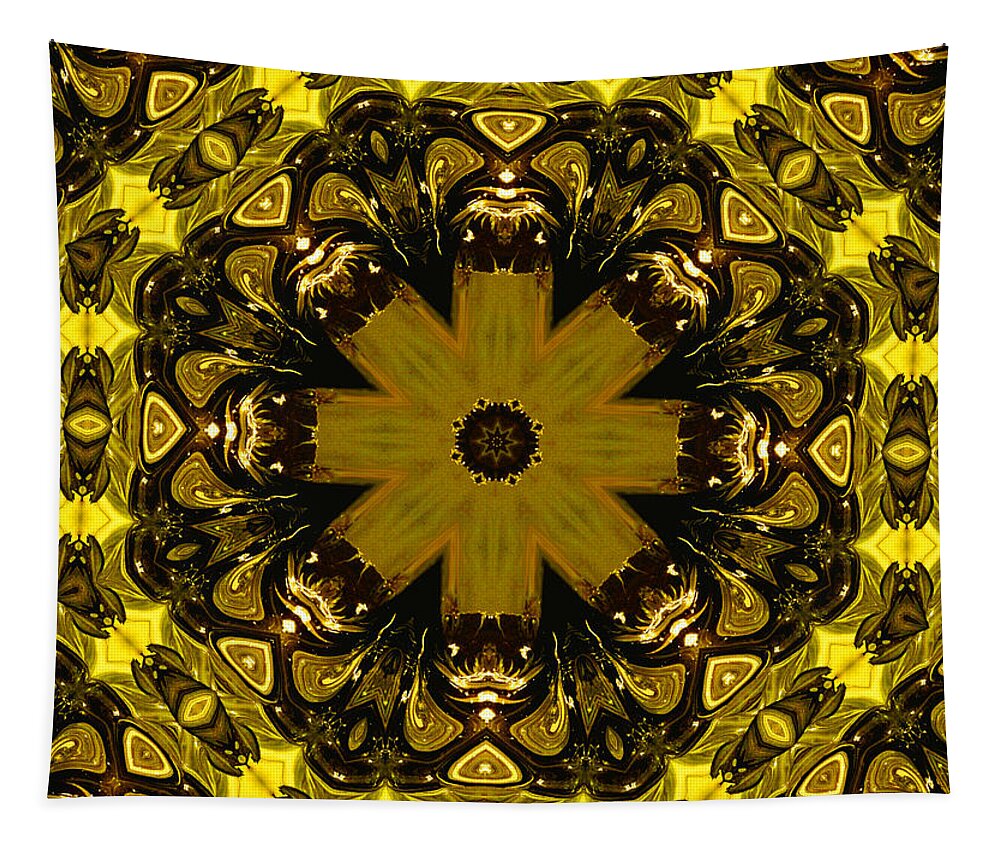 Kaleidoscope Tapestry featuring the photograph Kaleidoscope in Gold One by Morgan Carter