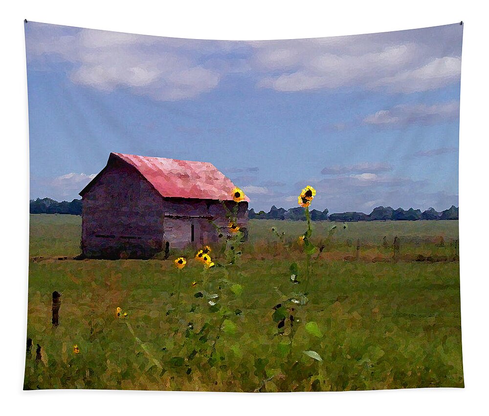 Landscape Tapestry featuring the photograph Kansas Landscape by Steve Karol