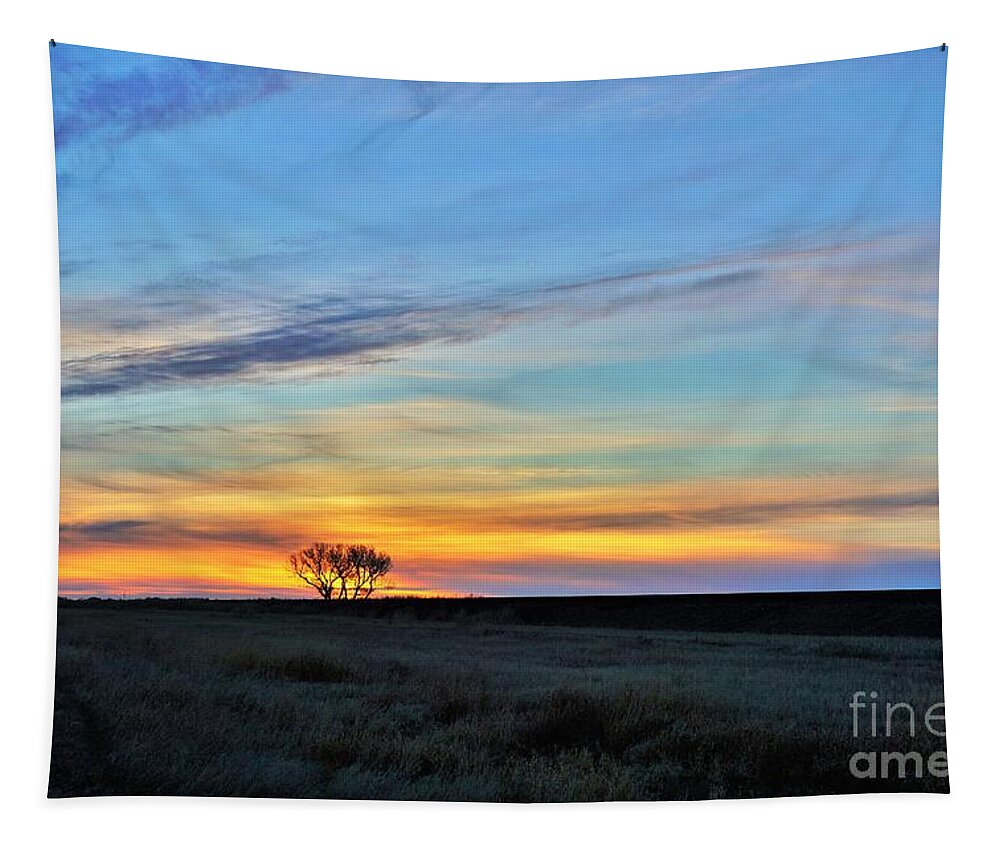 Tree Tapestry featuring the photograph Kansas sunrise1 by Merle Grenz