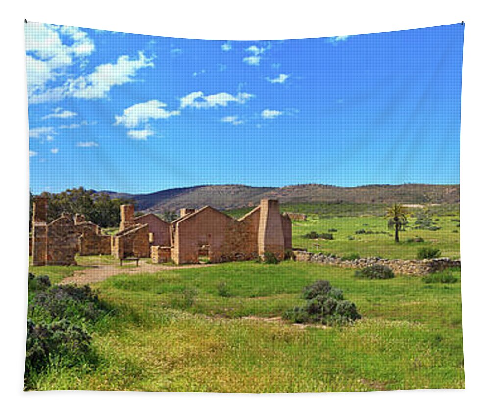 Kanyaka Homestead Ruins Outback Landscape Flinders Ranges South Australia Australian Landscapes Historical Tapestry featuring the photograph Kanyaka Homestead Ruins by Bill Robinson