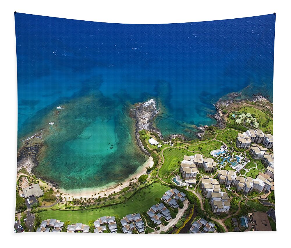 Aerial Tapestry featuring the photograph Kapalua Aerial by Ron Dahlquist - Printscapes