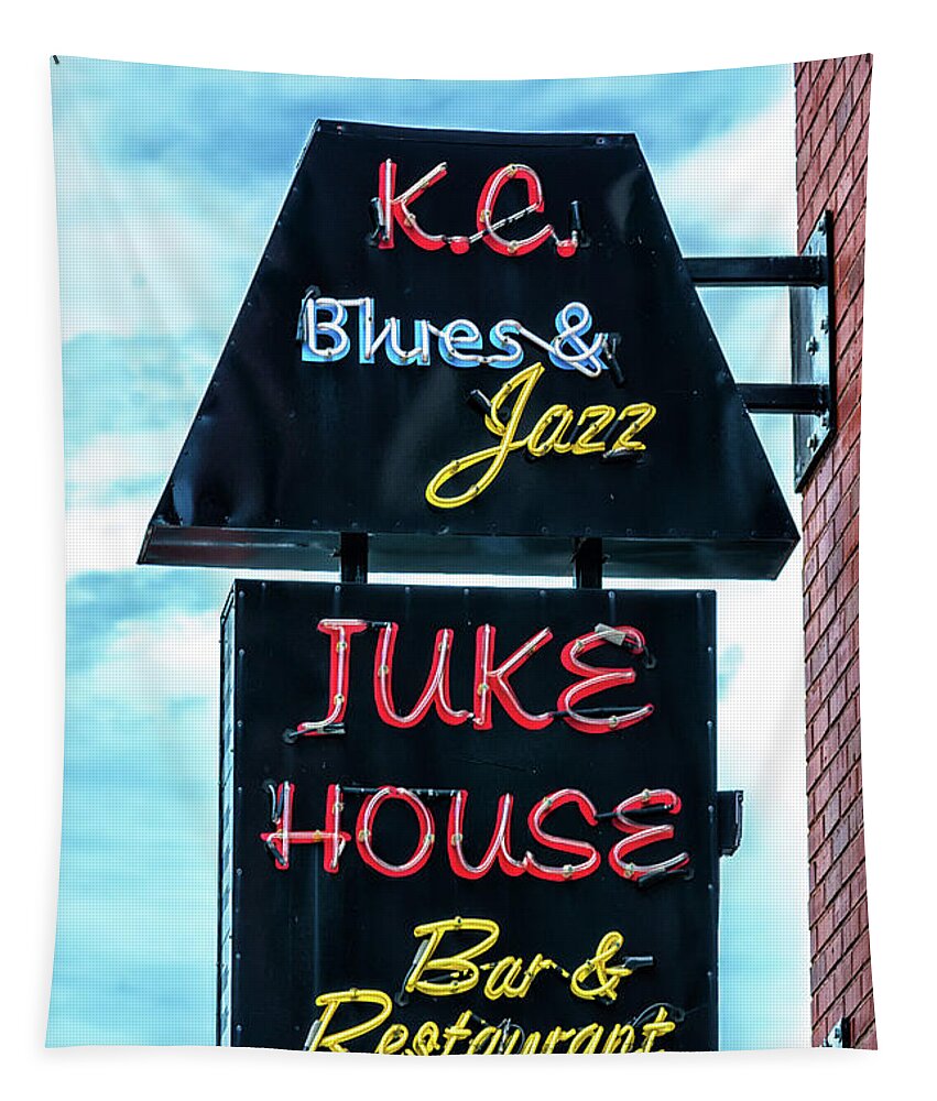 Neon Sign Tapestry featuring the photograph KC Blues by Pamela Williams