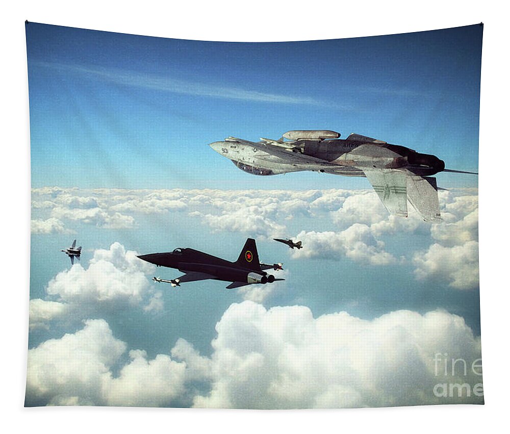 F-14 Tomcat Tapestry featuring the digital art Keeping Up Foreign Relations by Airpower Art