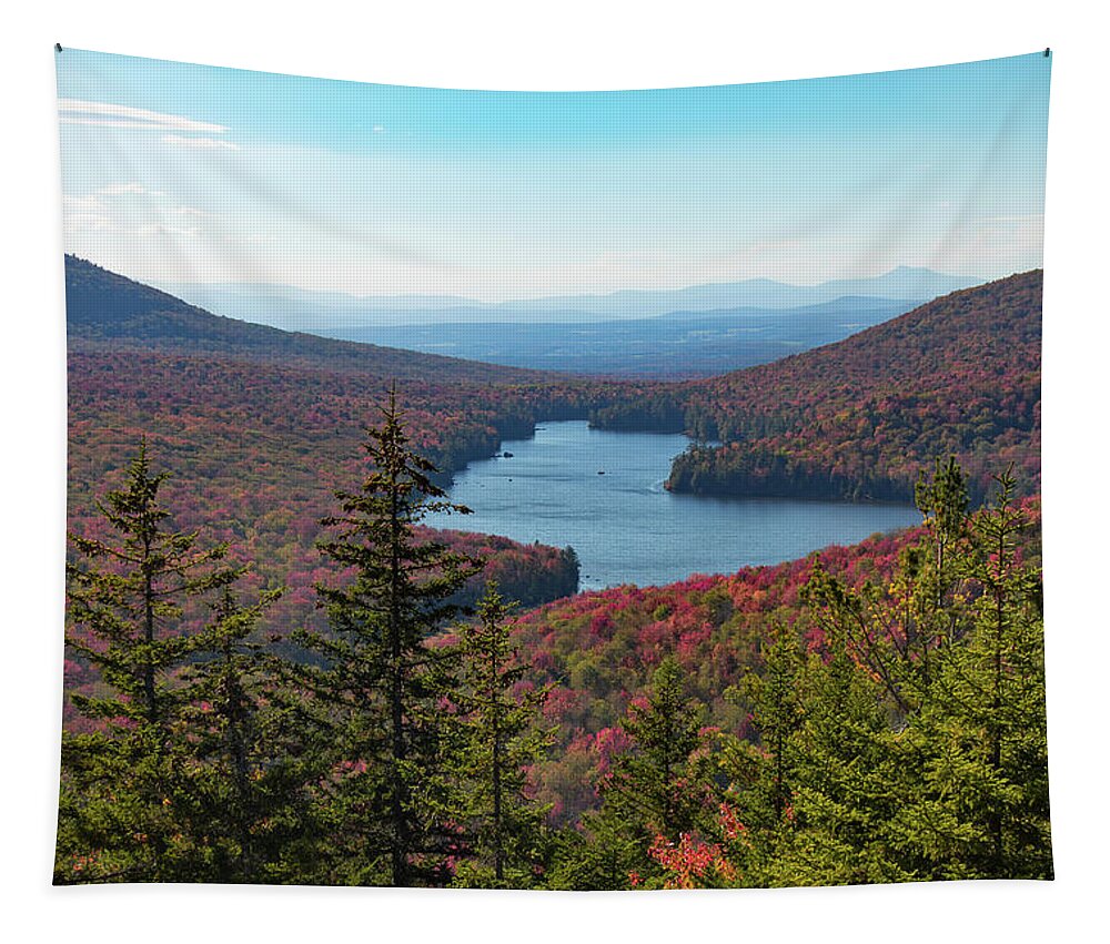 Kettle Pond Tapestry featuring the photograph Kettle pond from Owls Head Mountain by Jeff Folger