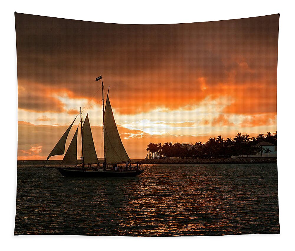 Jigsaw Puzzle Tapestry featuring the photograph Key West Sunset by Carole Gordon