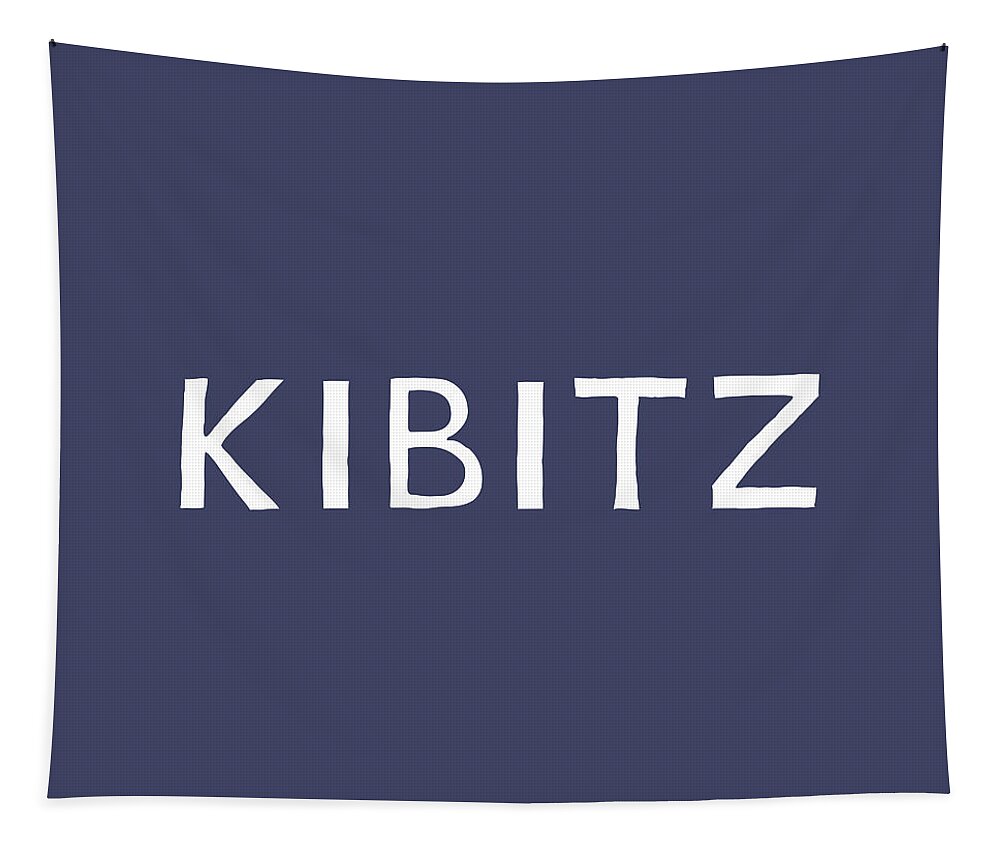 Yiddish Tapestry featuring the digital art Kibitz in Navy and White- Art by Linda Woods by Linda Woods