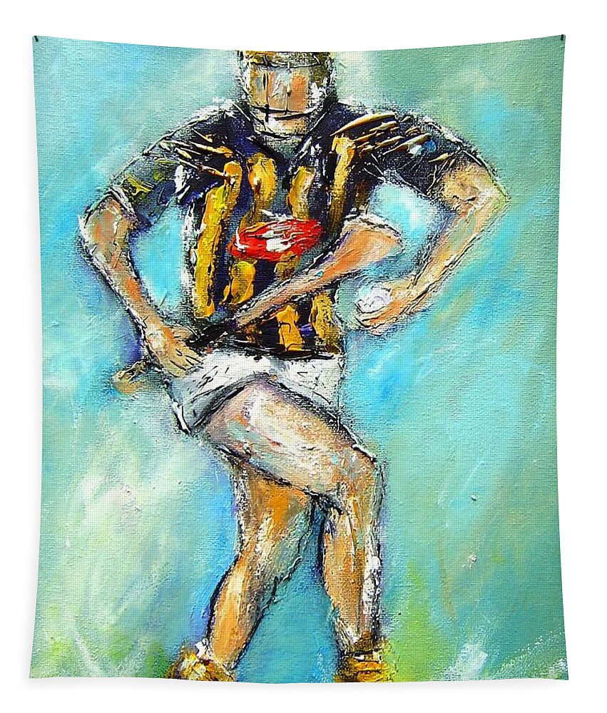 Kilkenny Tapestry featuring the painting Kilkenny hurling star by Mary Cahalan Lee - aka PIXI