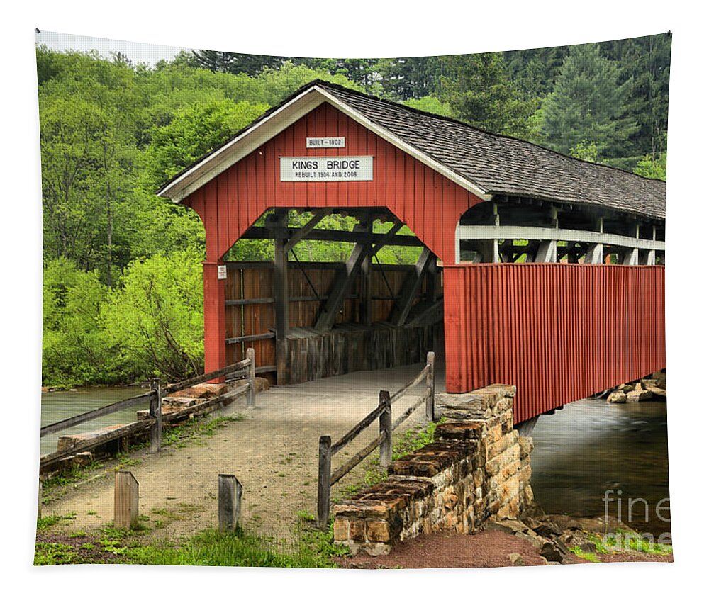 Kings Bridge Tapestry featuring the photograph Kings Covered Bridge Somerset PA by Adam Jewell