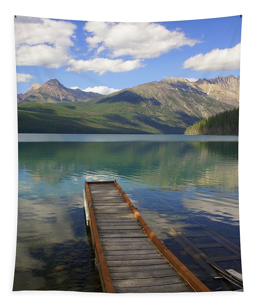Glacier National Park Tapestry featuring the photograph Kintla Lake Dock by Marty Koch