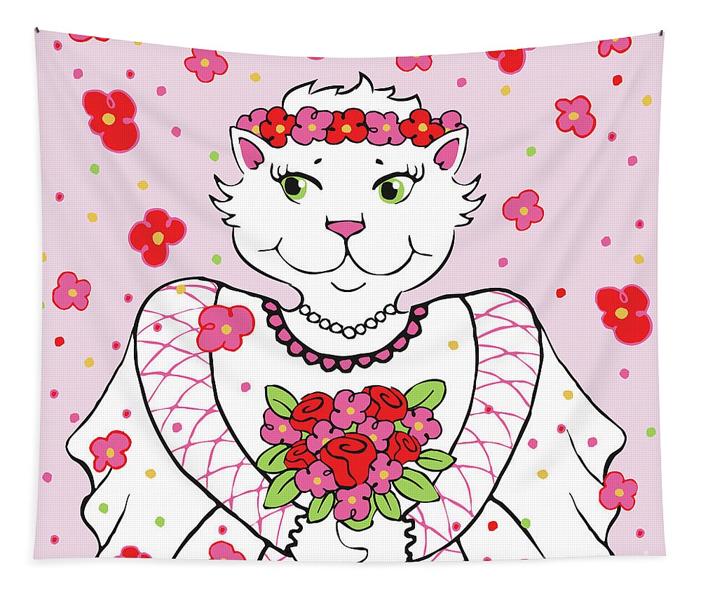 Cat Tapestry featuring the digital art Kitty Bride by Shari Warren