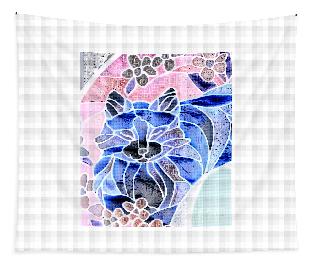 Cat Tapestry featuring the photograph Kitty Kat Blue by Marie Neder