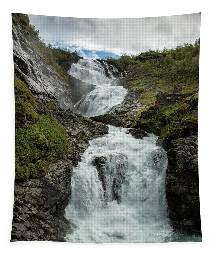 Norway Tapestry featuring the photograph Kjosfossen Falls Norway by Timothy Hacker