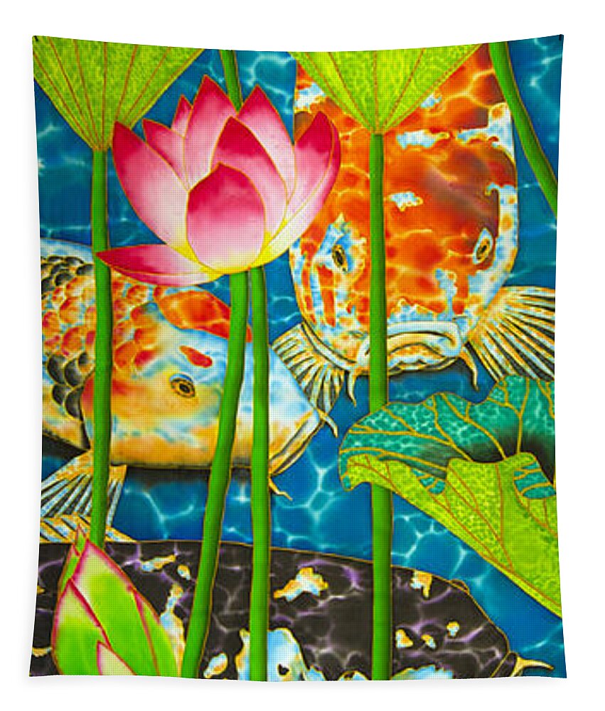 Lotus Pond Tapestry featuring the painting Koi by Daniel Jean-Baptiste