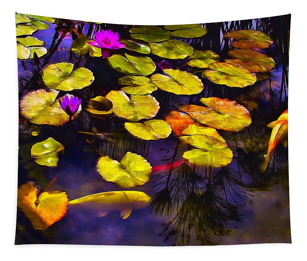 Koi Tapestry featuring the photograph Koi Pond by Brian Tada