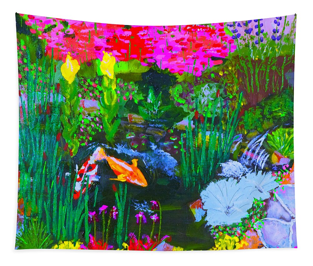 Water Garden Tapestry featuring the painting Koi Pond I by Angela Annas
