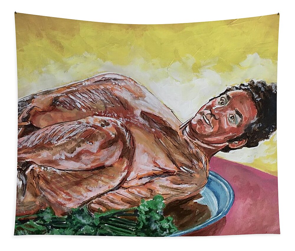 Seinfeld Tapestry featuring the painting Kramer Turkey by Joel Tesch