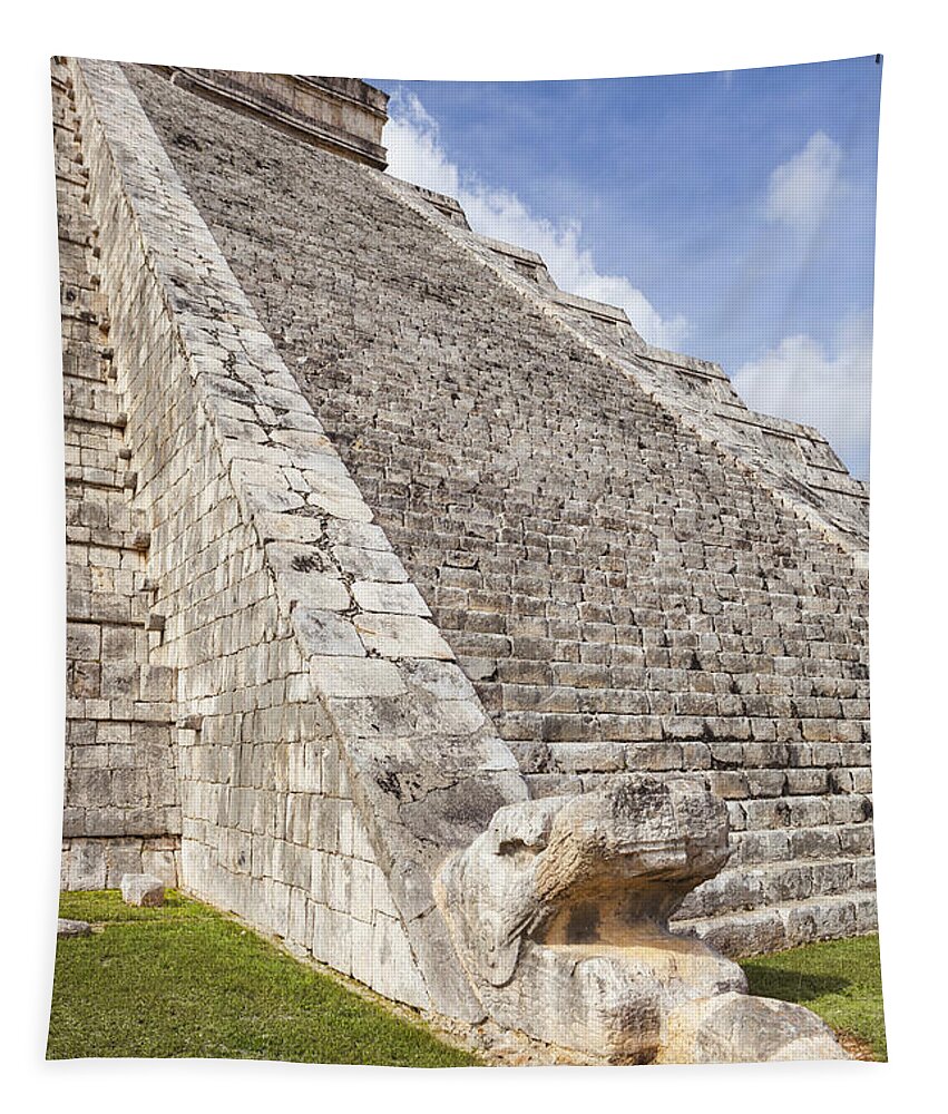 Archaeology Tapestry featuring the photograph Kukulkan Pyramid At Chichen Itza by Bryan Mullennix
