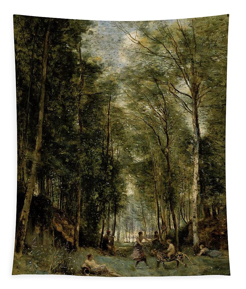 Bacchanal Tapestry featuring the painting La Bacchanal by Camille Corot
