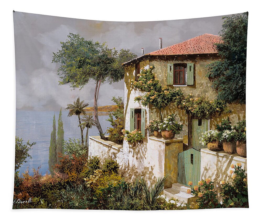 Llandscape Tapestry featuring the painting La Casa Giallo-verde by Guido Borelli