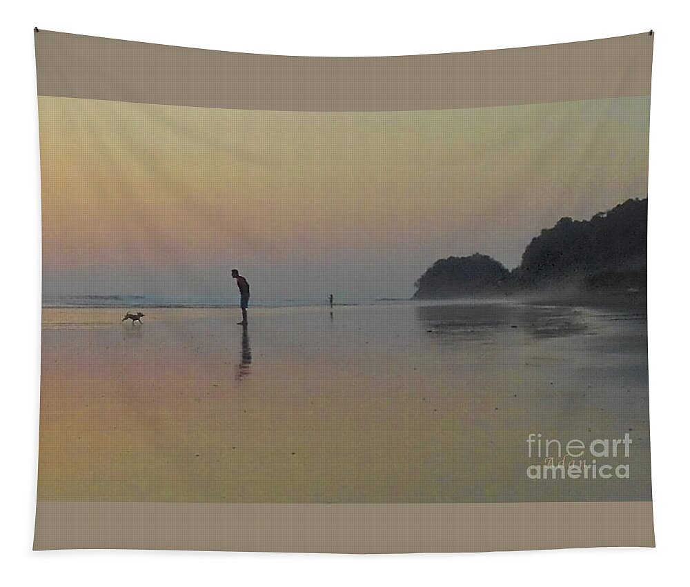 Sunset Tapestry featuring the photograph la Casita Playa Hermosa Puntarenas Costa Rica - Playtime Crop by Felipe Adan Lerma