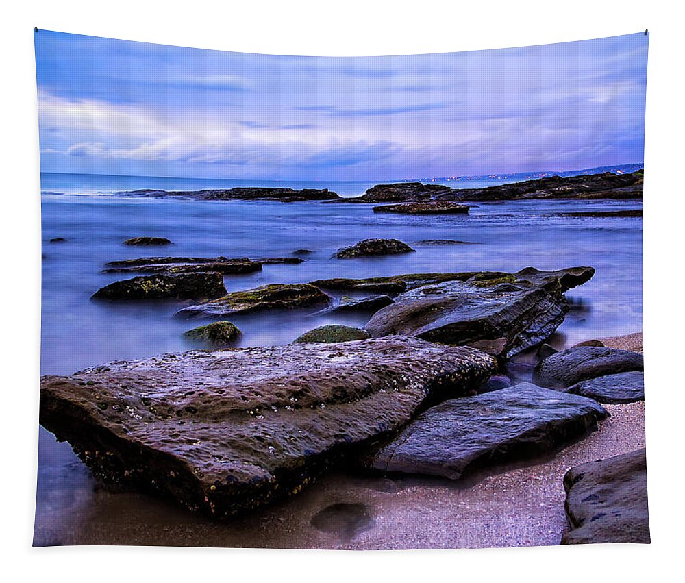 Beach Tapestry featuring the photograph La Jolla Cove Twilight by Jason Roberts