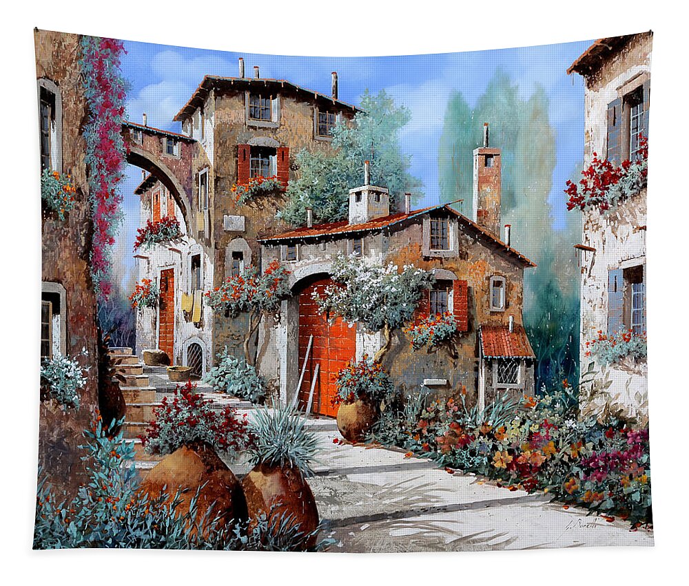 Red Door Tapestry featuring the painting La Porta Rossa by Guido Borelli