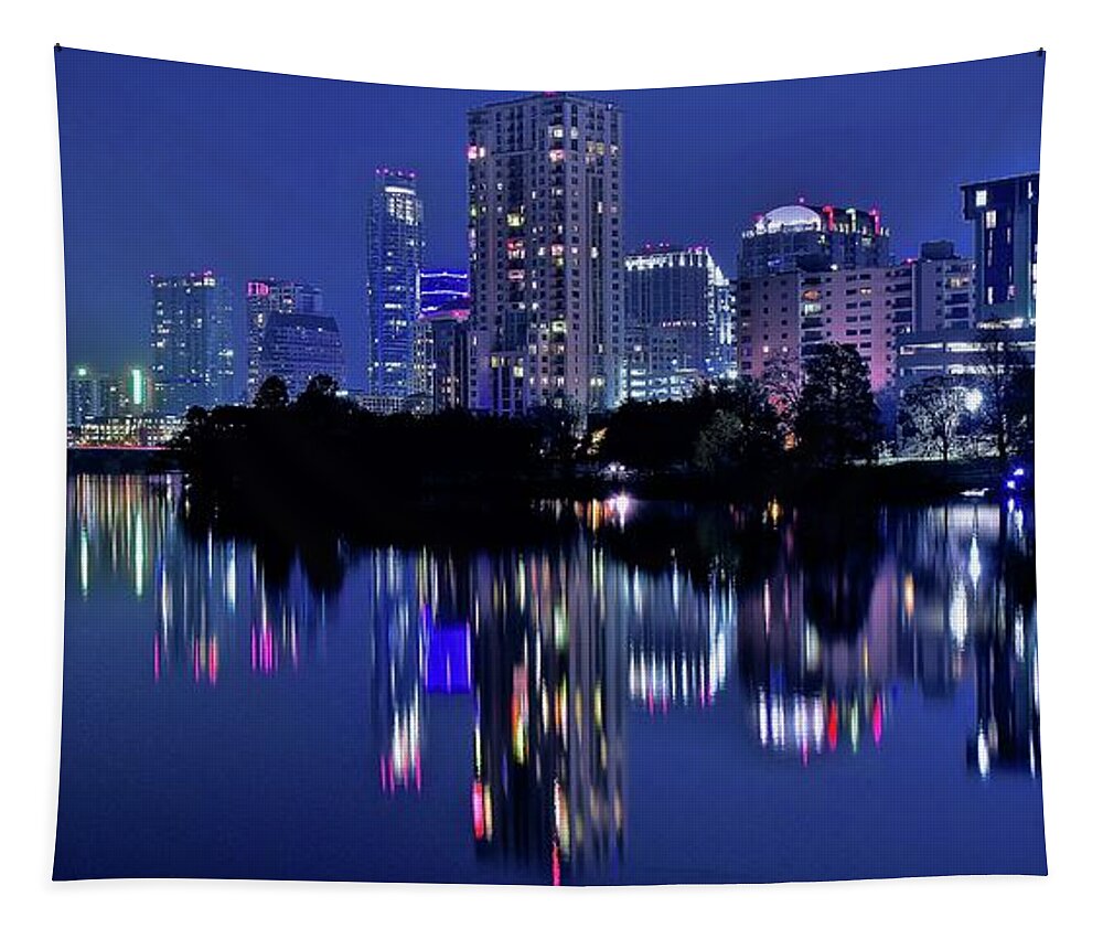 Austin Tapestry featuring the photograph Lady Blue Lake by Frozen in Time Fine Art Photography