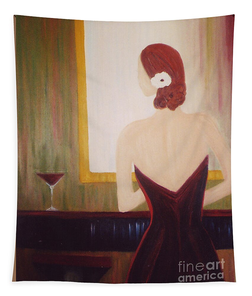 Martini Tapestry featuring the painting Lady Sadie by Artist Linda Marie