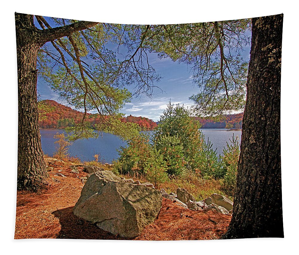 Appalachia Tapestry featuring the photograph Lake Glenville NC - Thorpe Reservoir by HH Photography of Florida