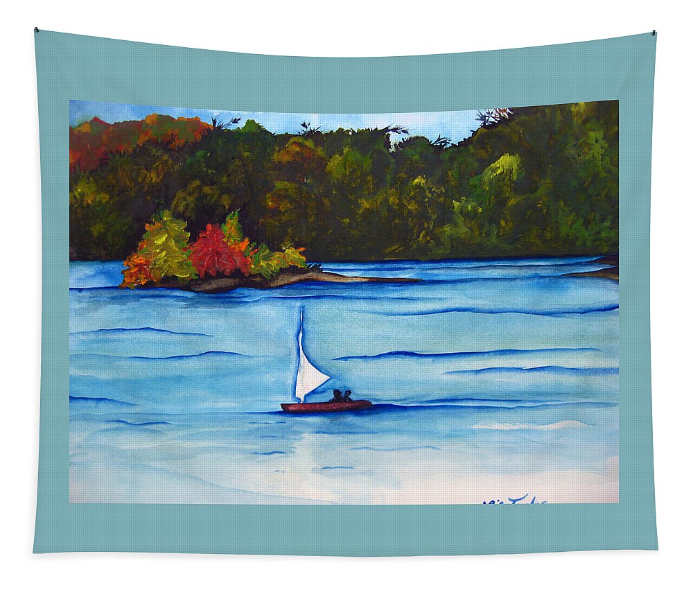 Water Tapestry featuring the painting Lake Glenville SOLD by Lil Taylor