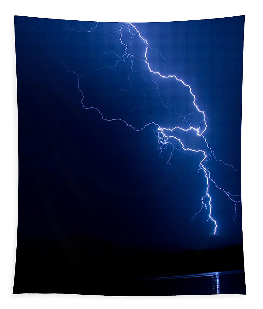 Lightning Tapestry featuring the photograph Lake Lightning Strike by James BO Insogna
