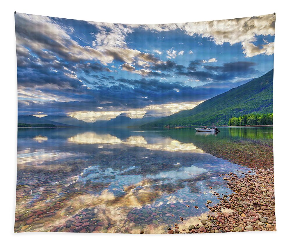 Montana Tapestry featuring the photograph Lake McDonald Sunrise by Spencer McDonald